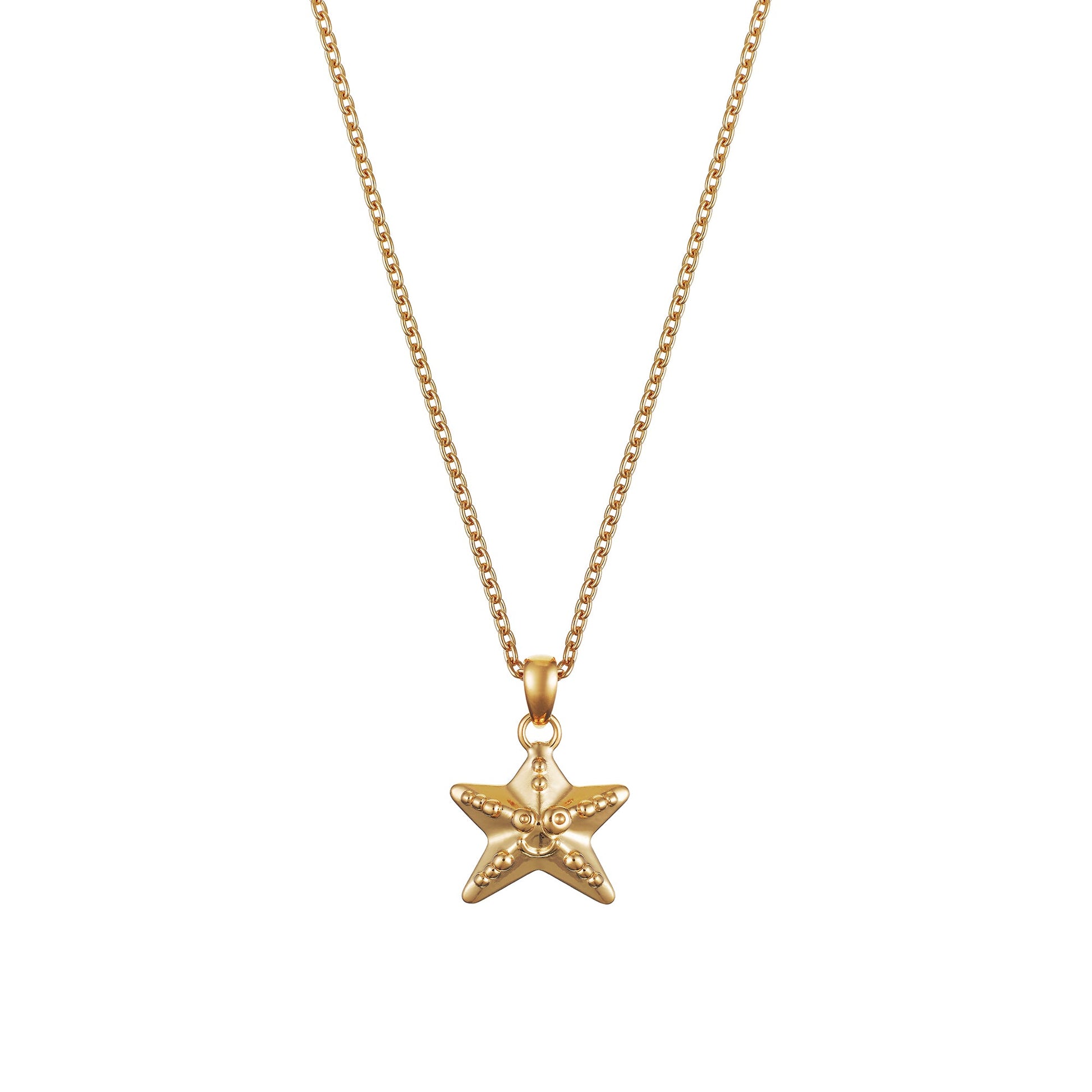 Children's Gold Starfish with Smile Pendant on an Extendable Chain Necklace