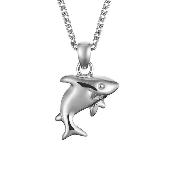 Eleanor Thomas London Jewellery for children, image of adjustable sterling silver necklace with smiling shark pendant