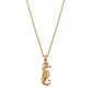 Children's Gold Seahorse with Diamond Eye Pendant on an Extendable Chain Necklace