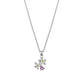 Children's Sterling Silver Flower and Heart with Amethyst and Enamel on an Extendable Chain Necklace