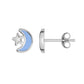 Children's Sterling Silver Dreamy Blue Moon and Star with Enamel Stud Post Earrings