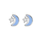 Front view of Children's Sterling Silver Dreamy Blue Moon and Star with Enamel Stud Post Earrings