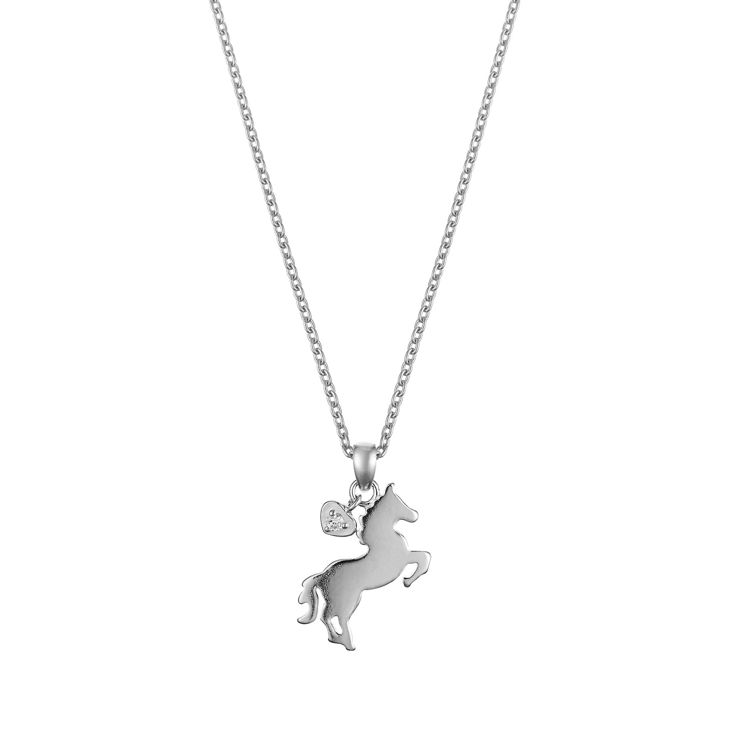 Children's Sterling Silver Horse Pendant with Sapphire Charm on an Extendable Chain Necklace