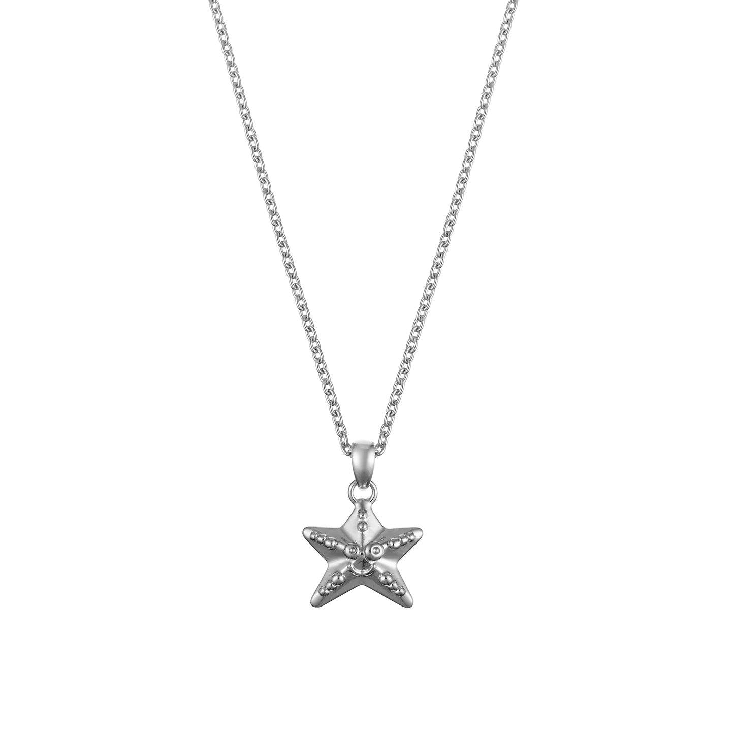 Children's Silver Starfish with Smile Pendant on an Extendable Chain Necklace