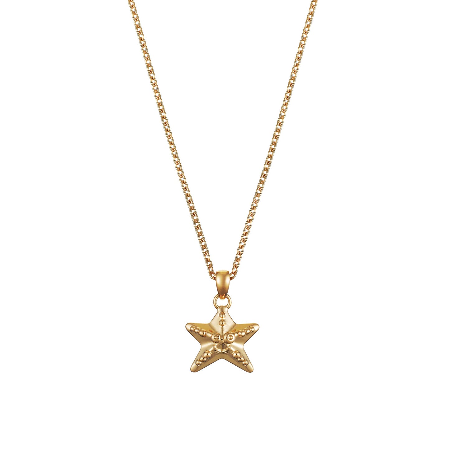Children's Gold Starfish with Smile Pendant on an Extendable Chain Necklace