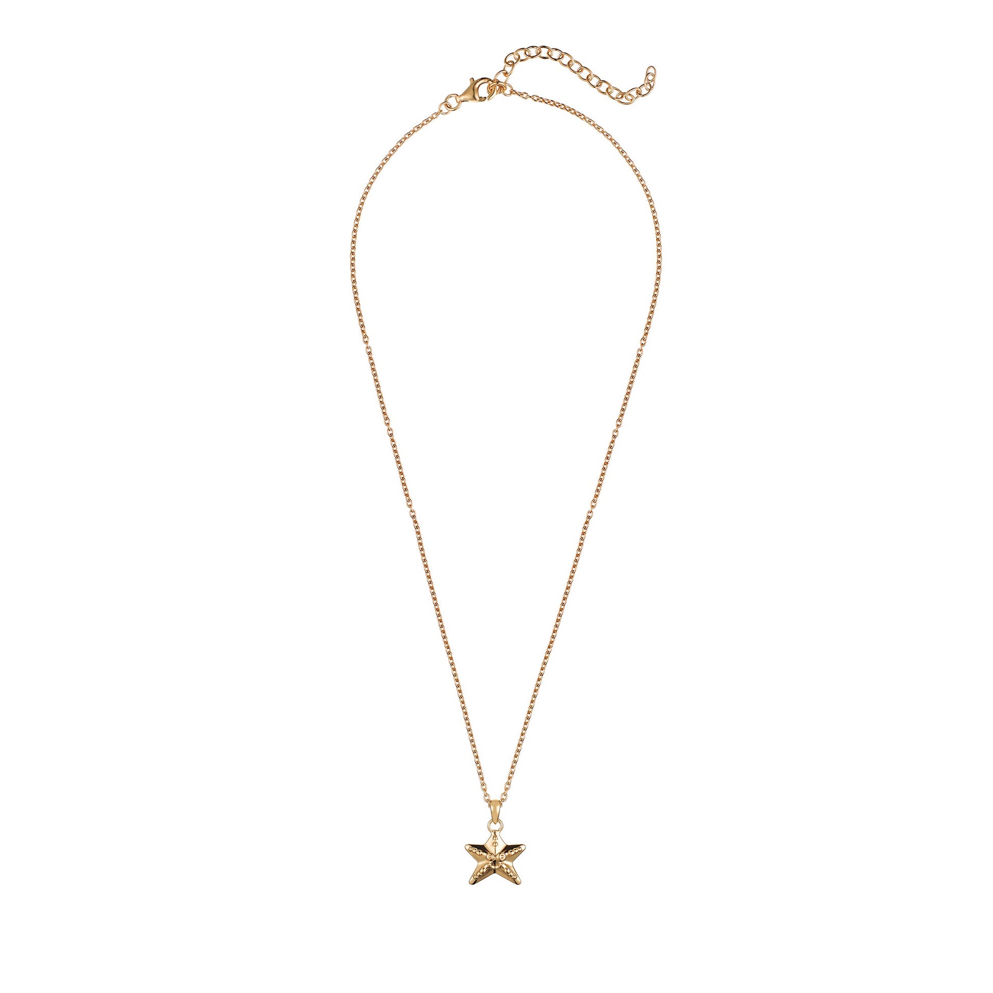 Children's Gold Starfish with Smile Pendant on an Extendable Chain Necklace