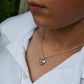 Boy wearing Sterling Silver Angel Wings and Heart Pendant with Diamond on an Extendable Chain Necklace