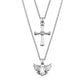Children’s Religious collection including Sterling Silver Angel Wings with Heart and Cross Pendants on Extendable Chain Necklaces