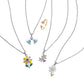 Children's Springtime Jewellery collection including silver love birds, daisy, and sunflower pendants and gold ring